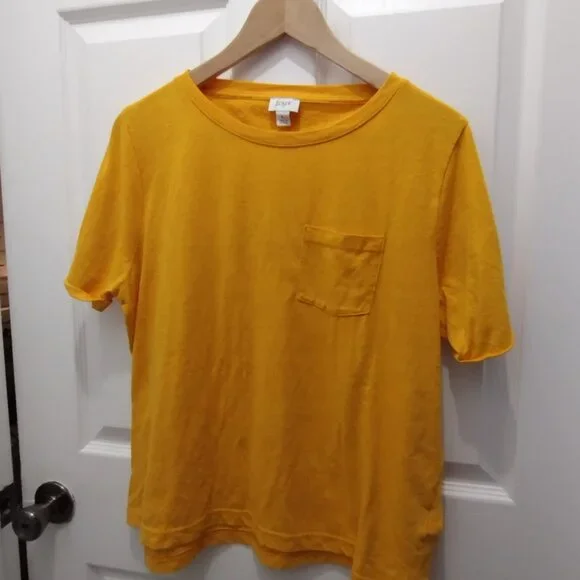 J.Crew Mustard Yellow Pocket Tee Large Crewneck Casual T-Shirt - Picture 6 of 8